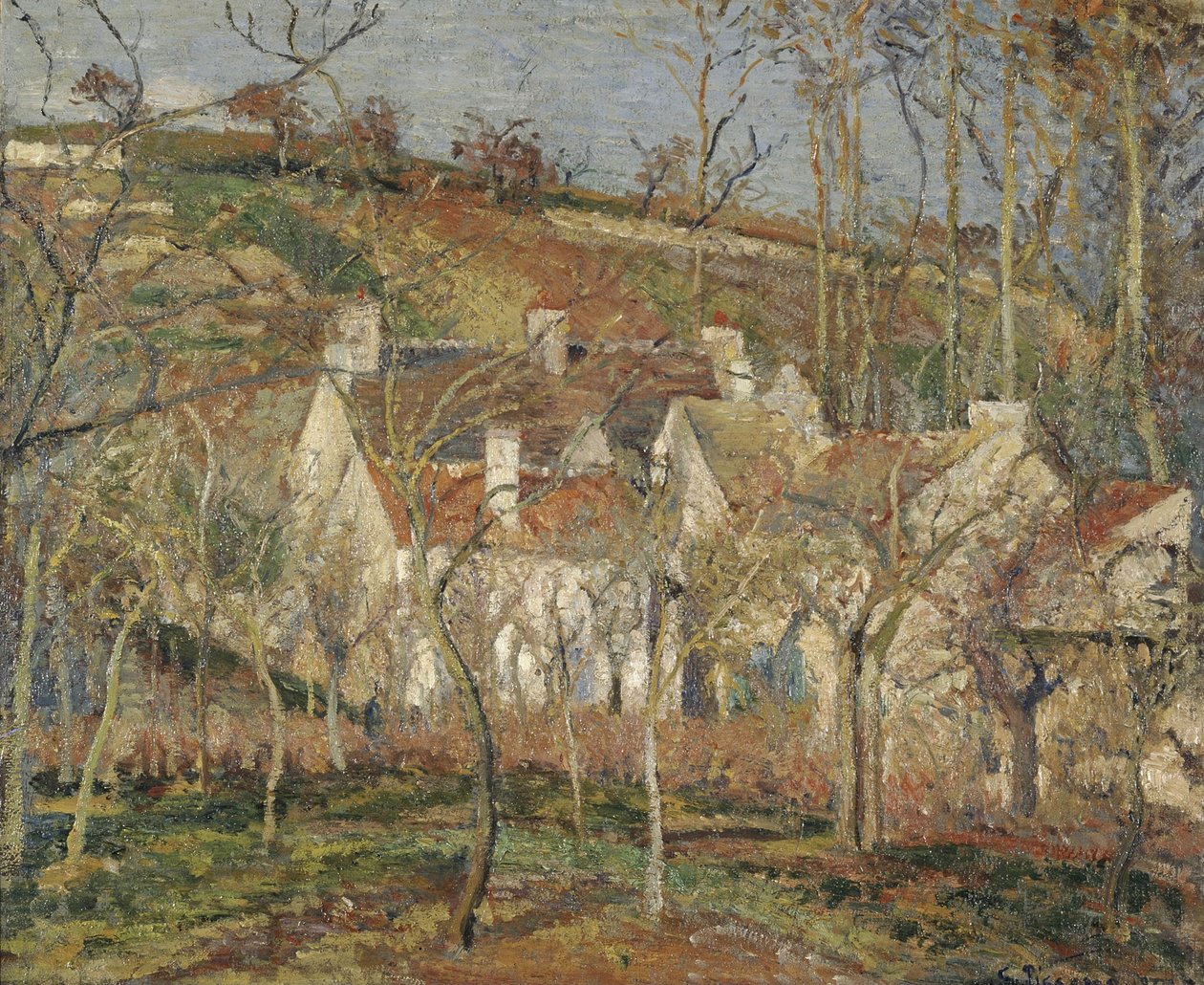 Červené střechy, roh vesnice, zima, 1877 od Camille Jacob Pissarro