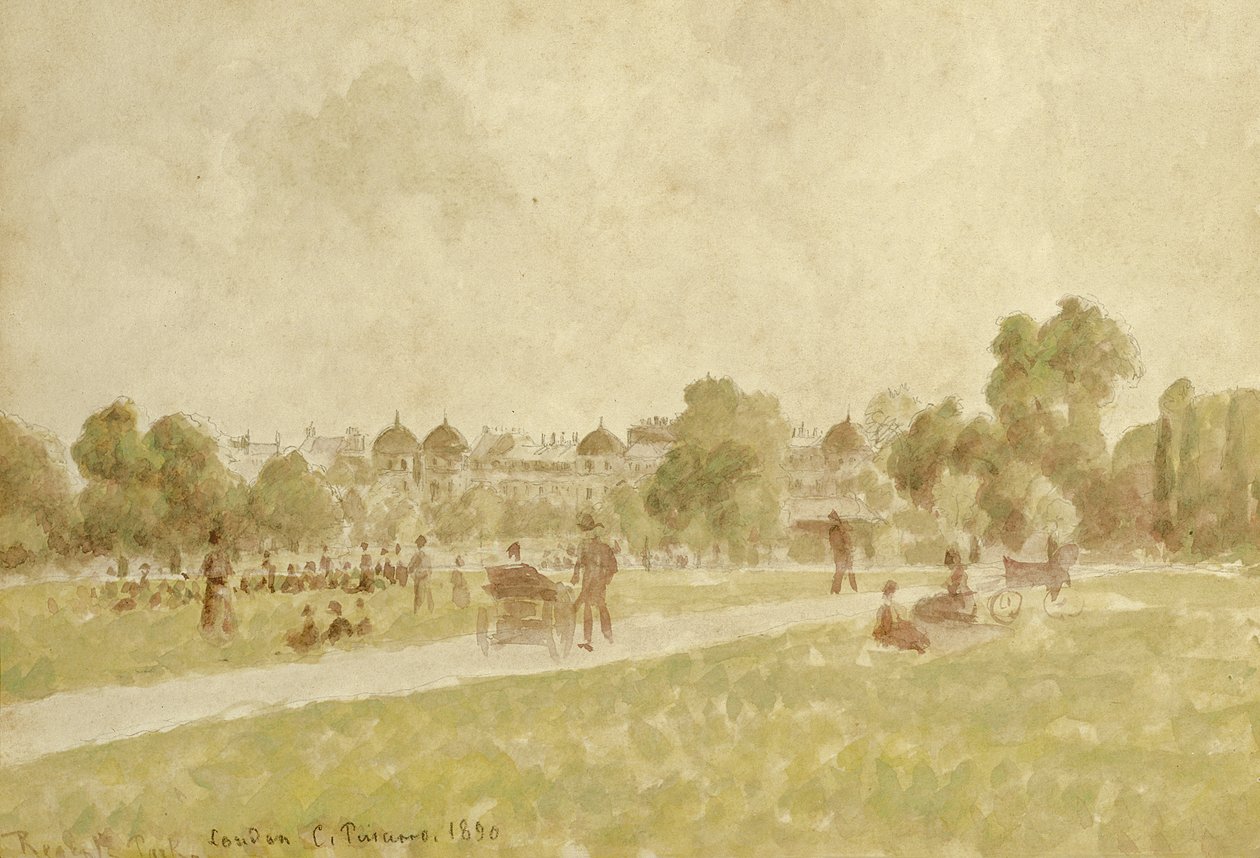 Regents Park, Londýn, 1890 (wc a tužka na papíře) od Camille Jacob Pissarro