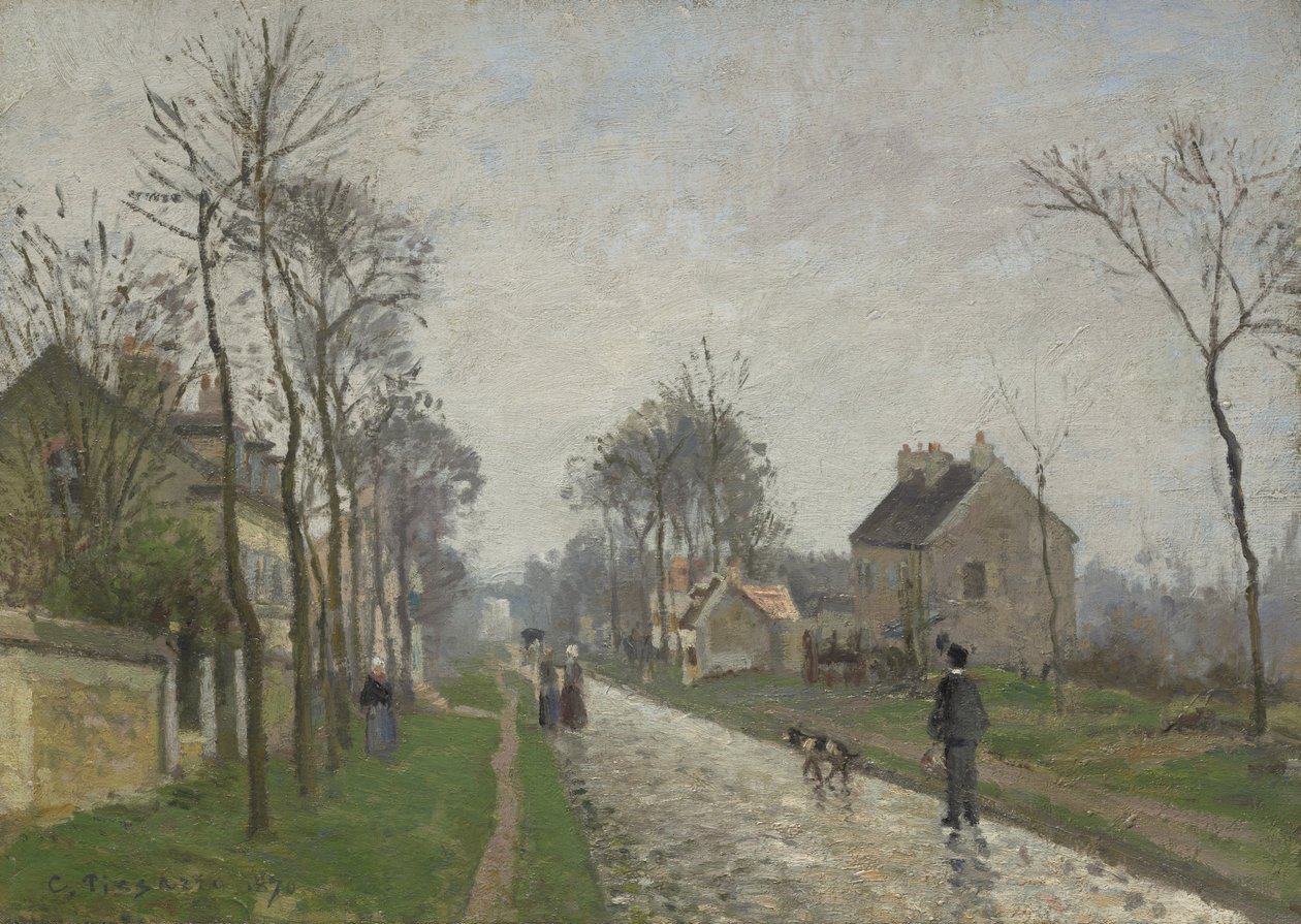 Cesta do Versailles, Louveciennes, Rain Effect, 1870 od Camille Jacob Pissarro