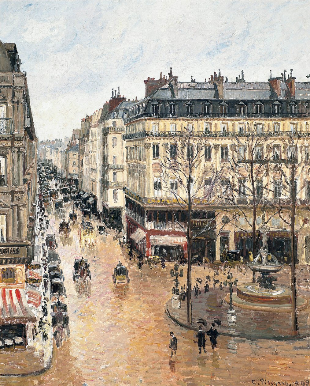 Rue Saint-Honoré odpoledne. Efekt deště, 1897 od Camille Jacob Pissarro