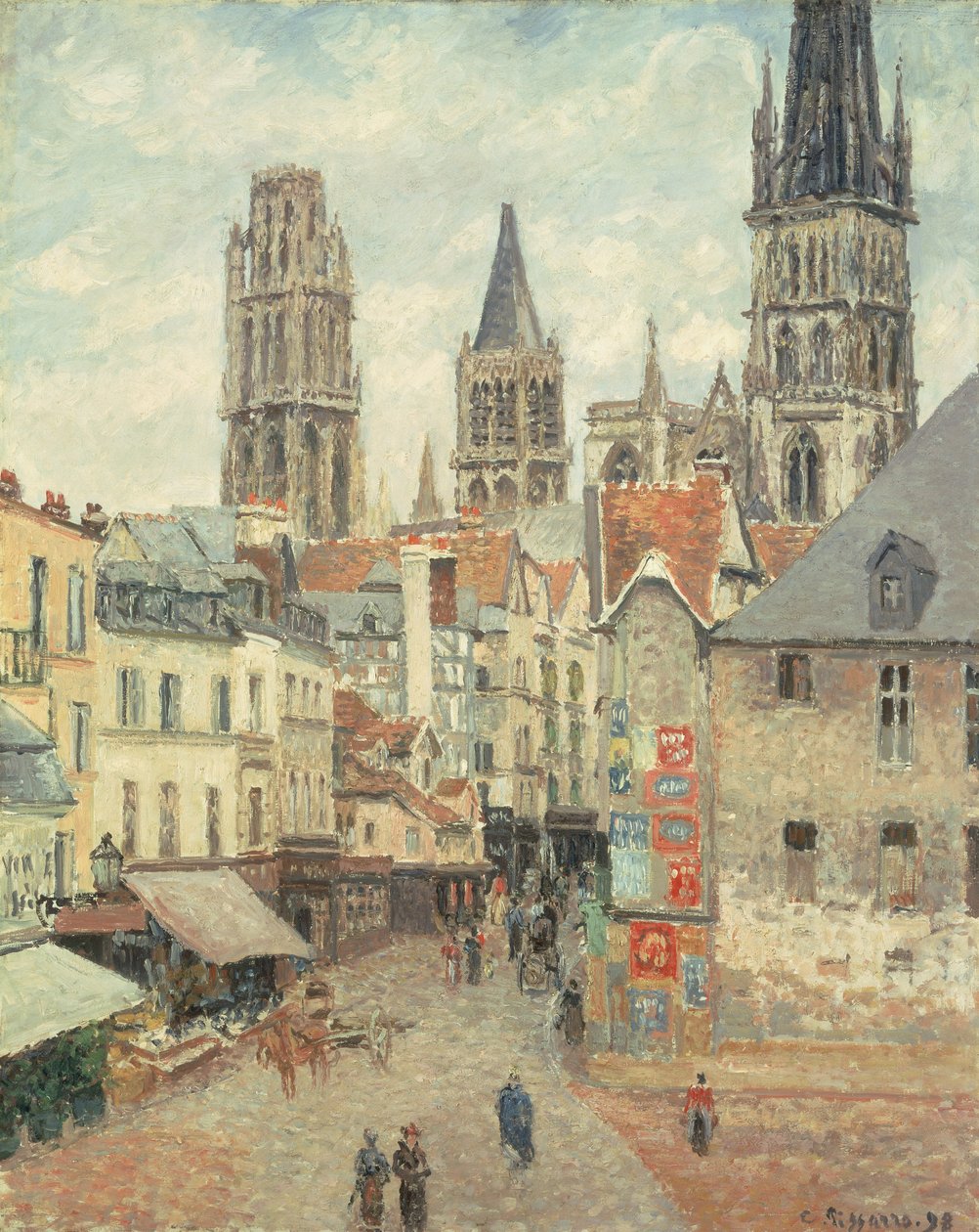 Rue de l"epicerie v Rouen, v šedé ráno, 1898 od Camille Jacob Pissarro