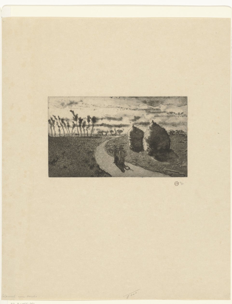 Soumrak s kupkami sena Crepuscule avec Nábytek od Camille Jacob Pissarro