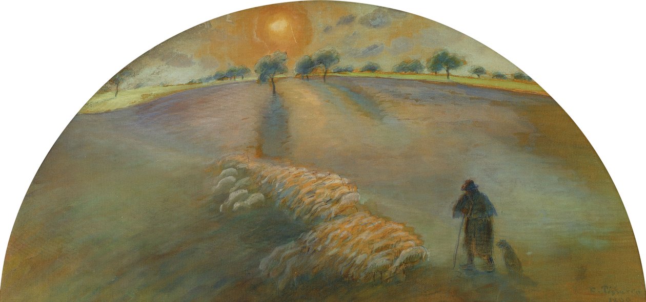 Pastýř a ovce; Berger et Moutons, 1890 od Camille Jacob Pissarro