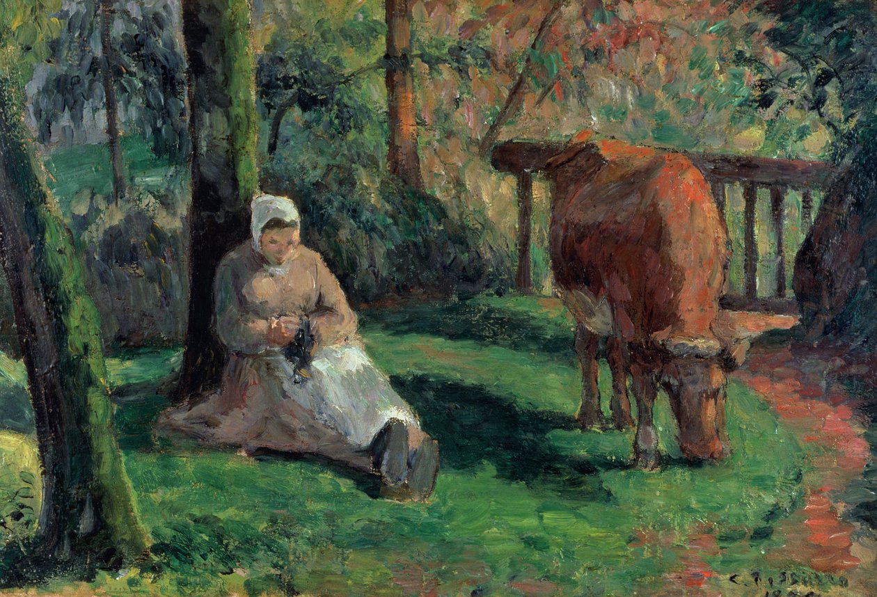 Pastýřka, Montfoucault, 1875 od Camille Jacob Pissarro