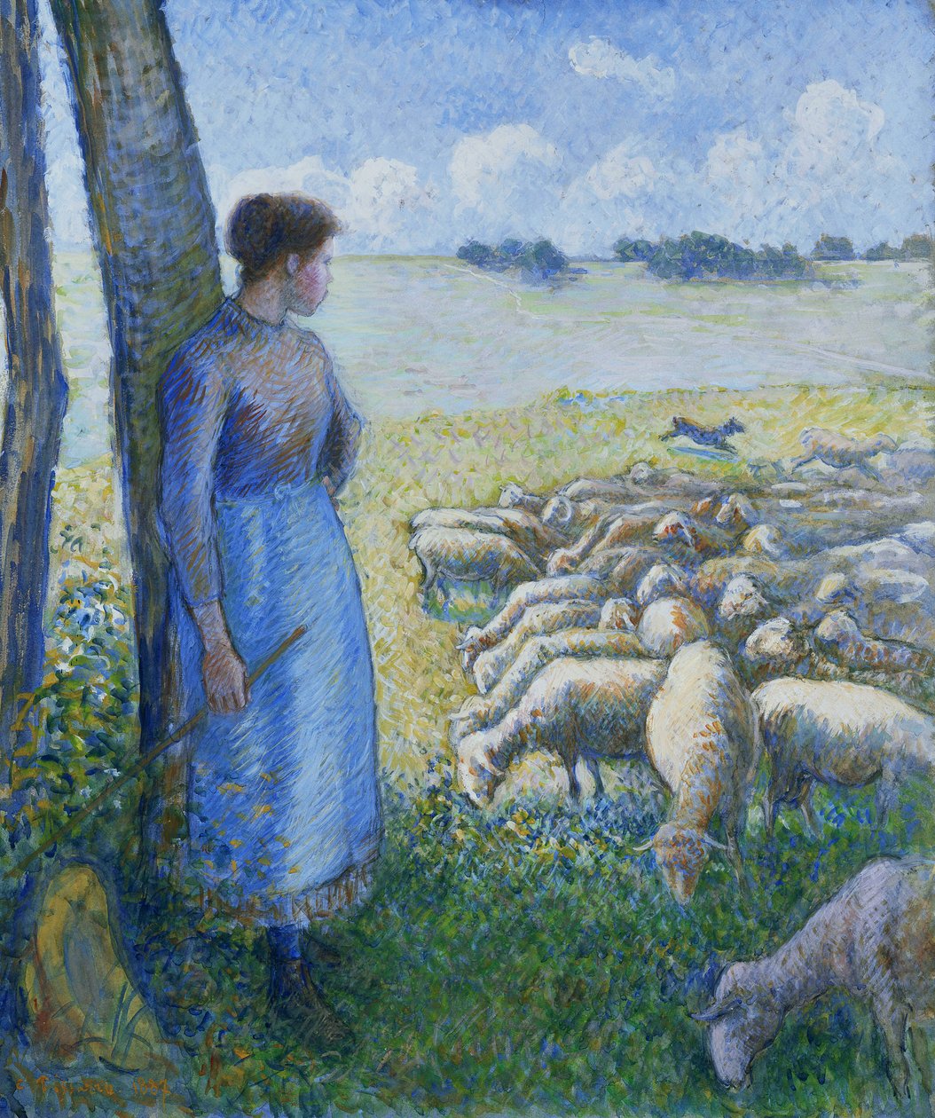 Pastýřka a ovce; Bergere et Moutons, 1887 od Camille Jacob Pissarro