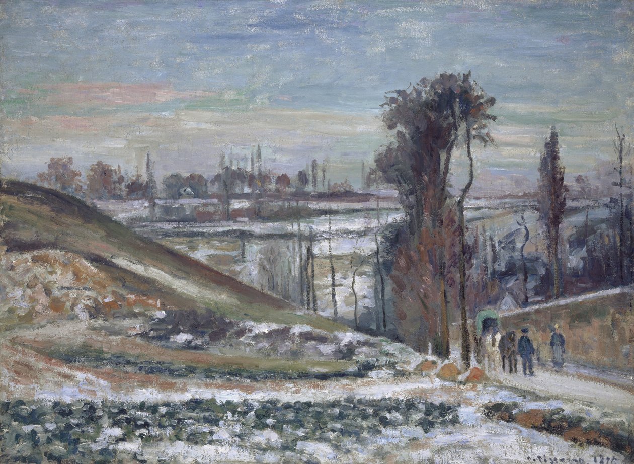 Zasněžená krajina poblíž l"Hermitage, 1875 od Camille Jacob Pissarro