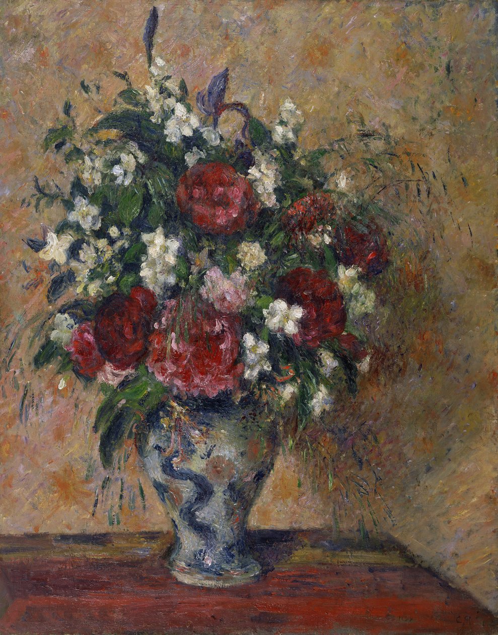 Zátiší s pivoňkami a falešným pomerančem, 1872-1877 od Camille Jacob Pissarro