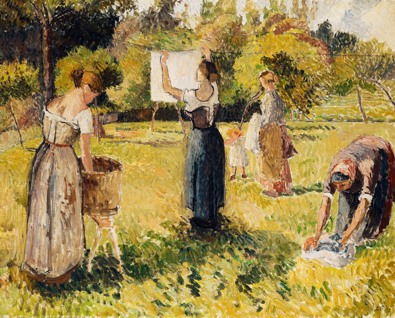 Studium podložek na Eragny; The Washers, studium, v Eragny, kolem roku 1901 od Camille Jacob Pissarro