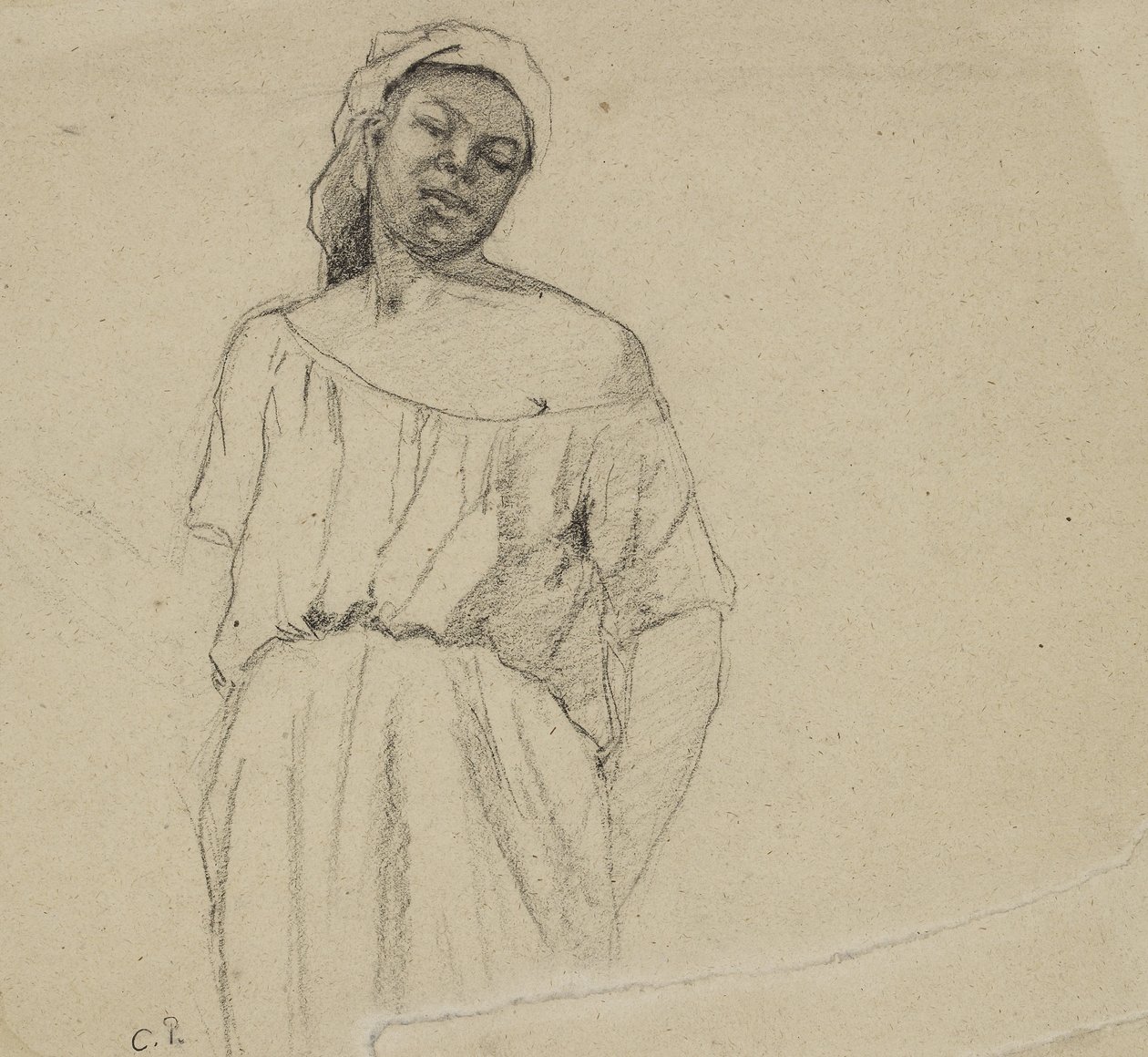 Studie černocha (uhlí na papíře) od Camille Jacob Pissarro