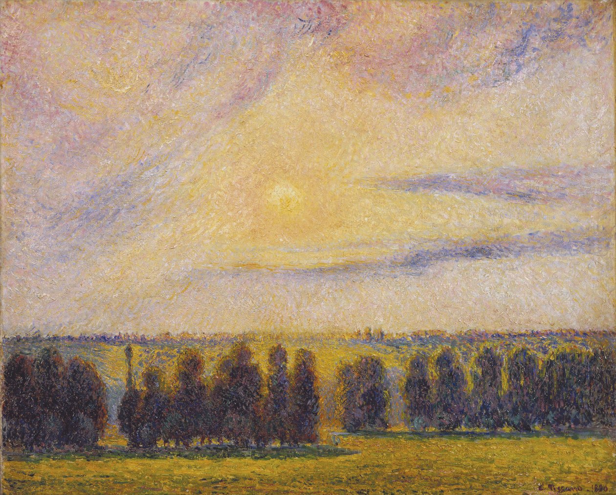 Západ slunce v Èragny, 1890 od Camille Jacob Pissarro