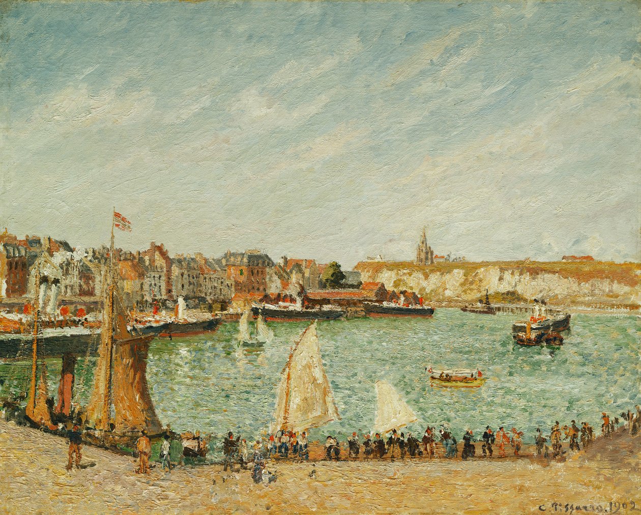 Odpolední slunce, vnější přístav Dieppe; Odpoledne, slunce, vnější přístav Dieppe, 1902 od Camille Jacob Pissarro
