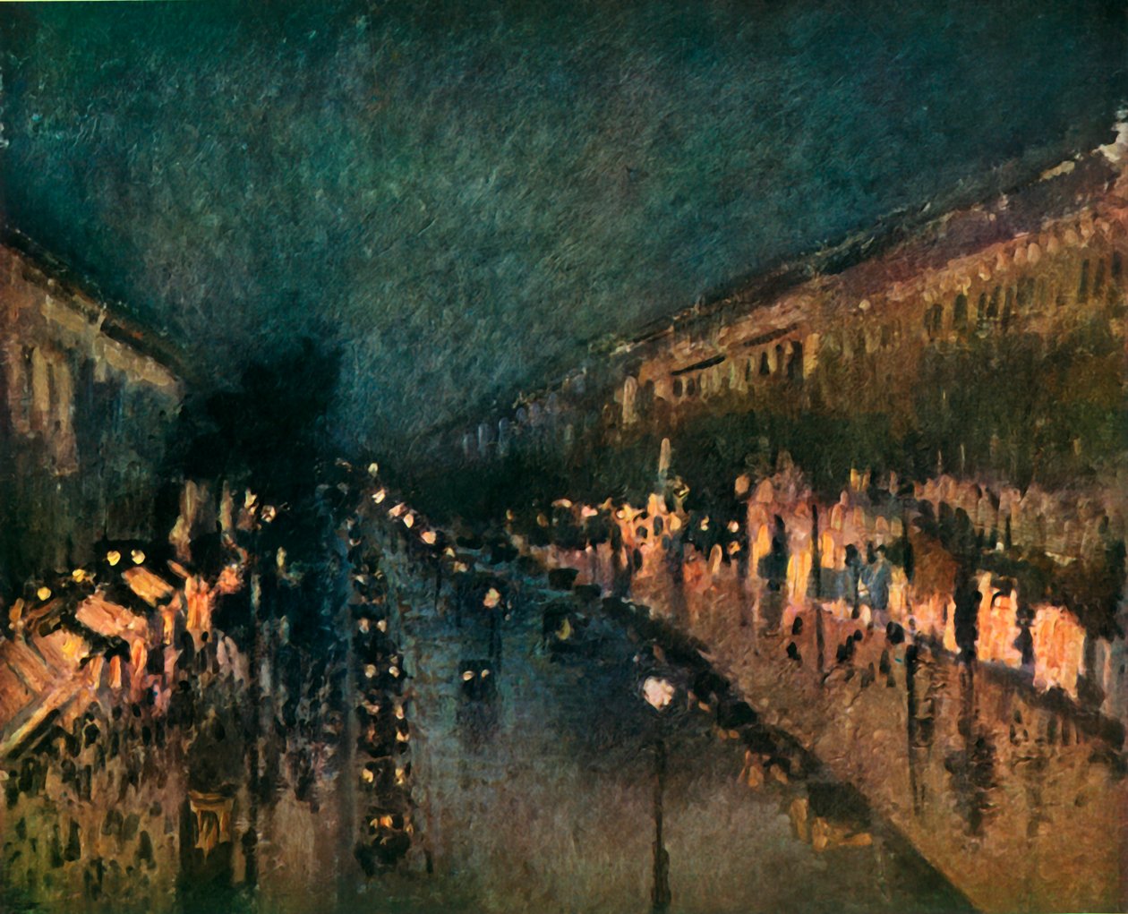 Boulevard Montmartre v noci, 1897, 1937. od Camille Jacob Pissarro