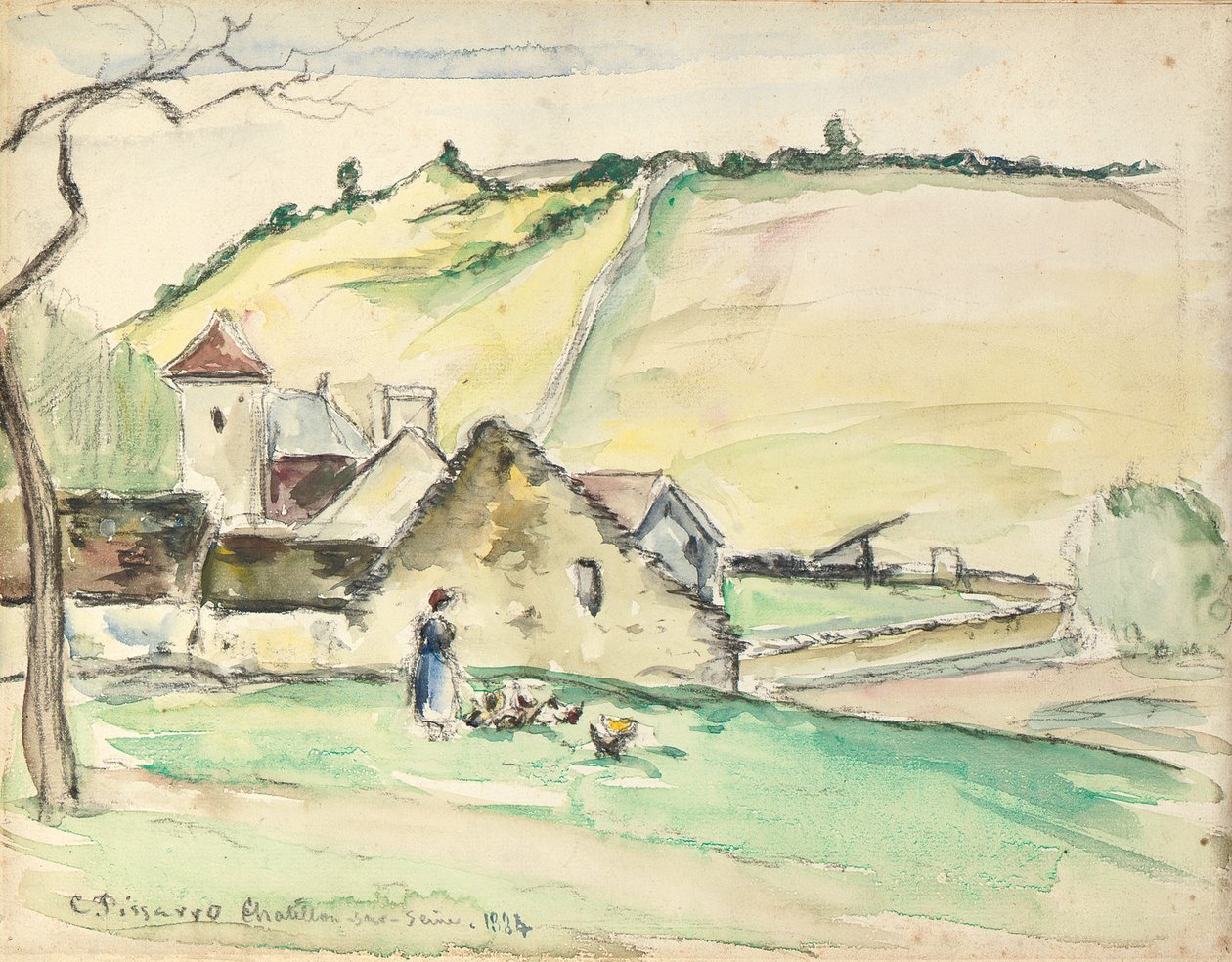Farma v Chatillon-Sur-Seine, 1882 od Camille Jacob Pissarro