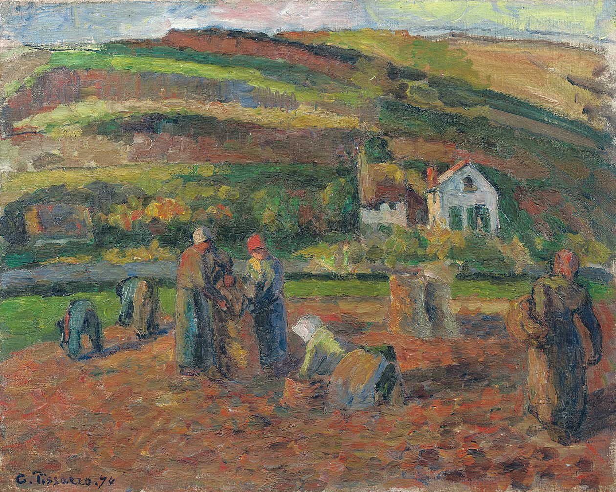Sklizeň brambor, Pontoise, 1874 od Camille Jacob Pissarro