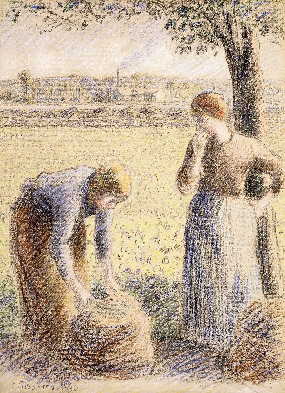 The Pickers; Sbírání, 1890 od Camille Jacob Pissarro