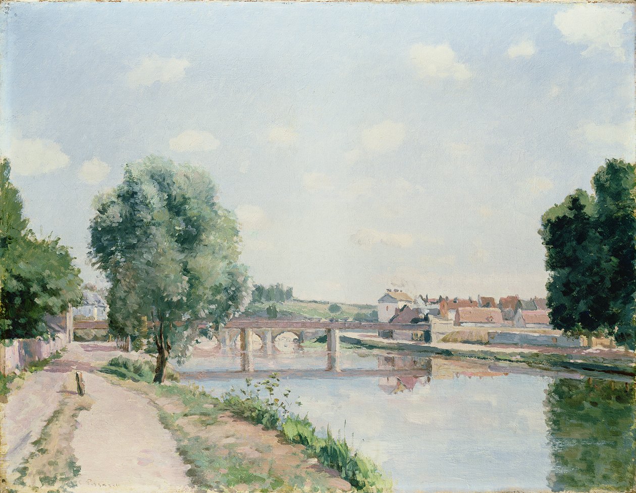 Železniční most, Pontoise od Camille Jacob Pissarro