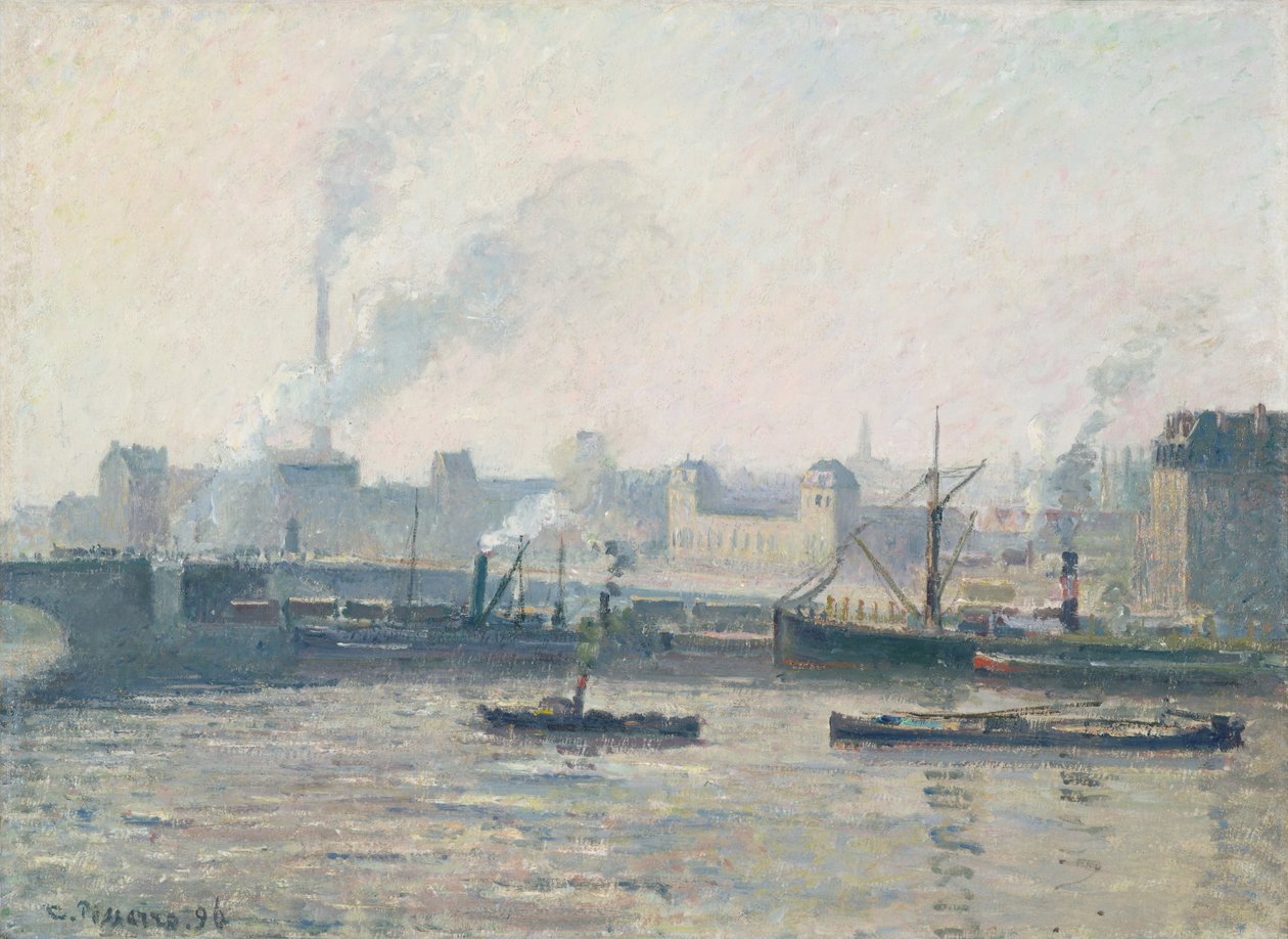 Most Saint-Sever, Rouen: Mlha, 1896 od Camille Jacob Pissarro