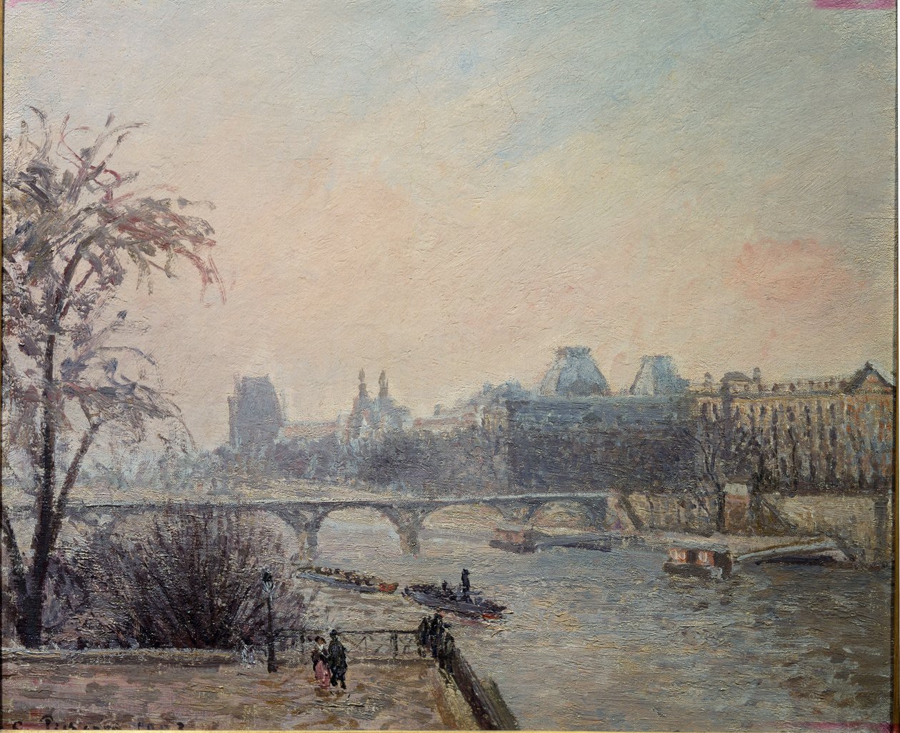 Seina a Louvre (olej na plátně od Camille Jacob Pissarro