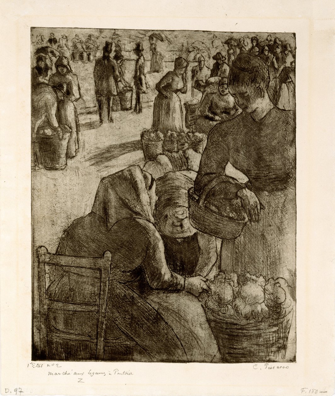 Zeleninový trh v Pontoise, 1891 od Camille Jacob Pissarro