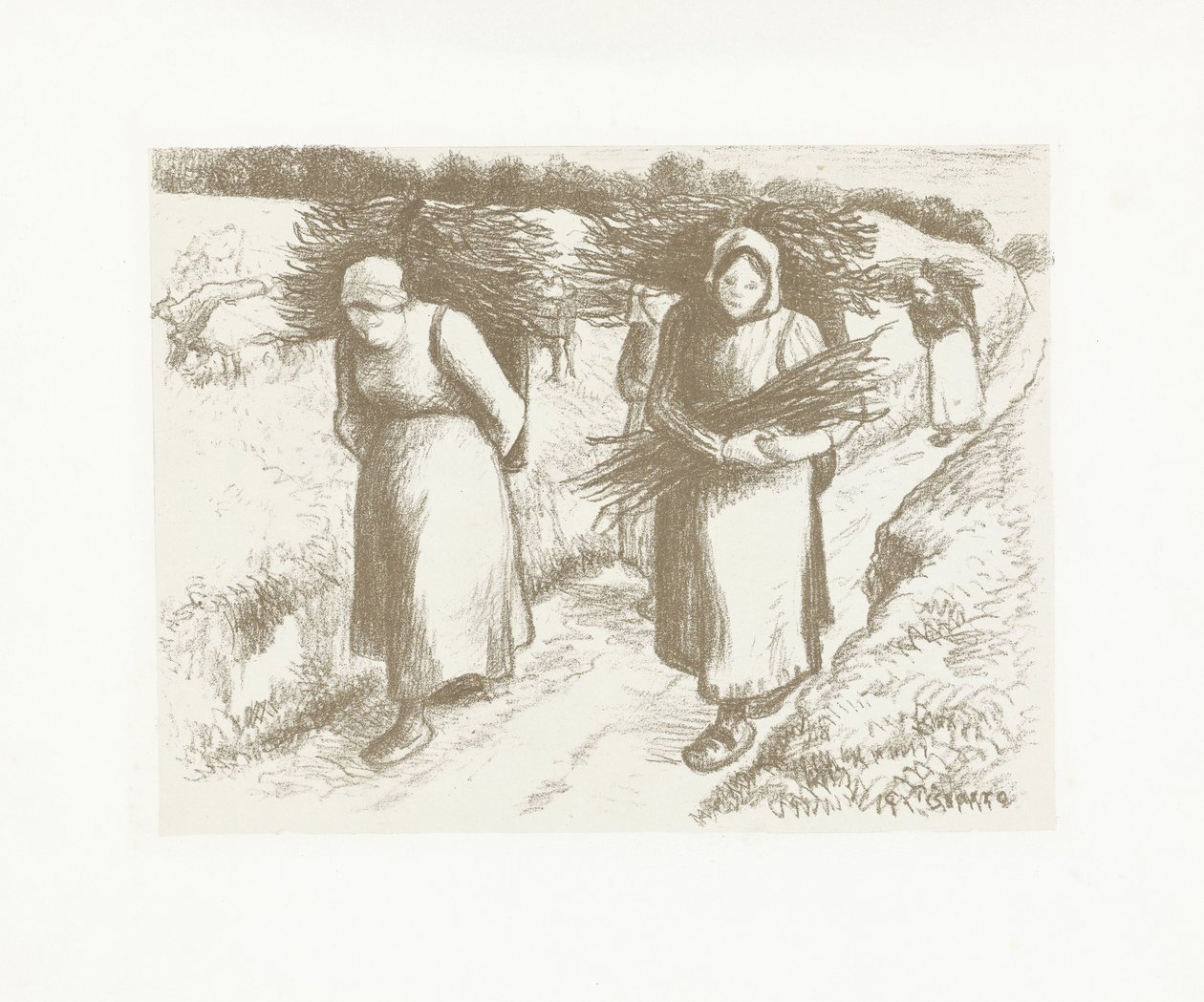 Ženy nosí buřty Porteuses de fagoty od Camille Jacob Pissarro