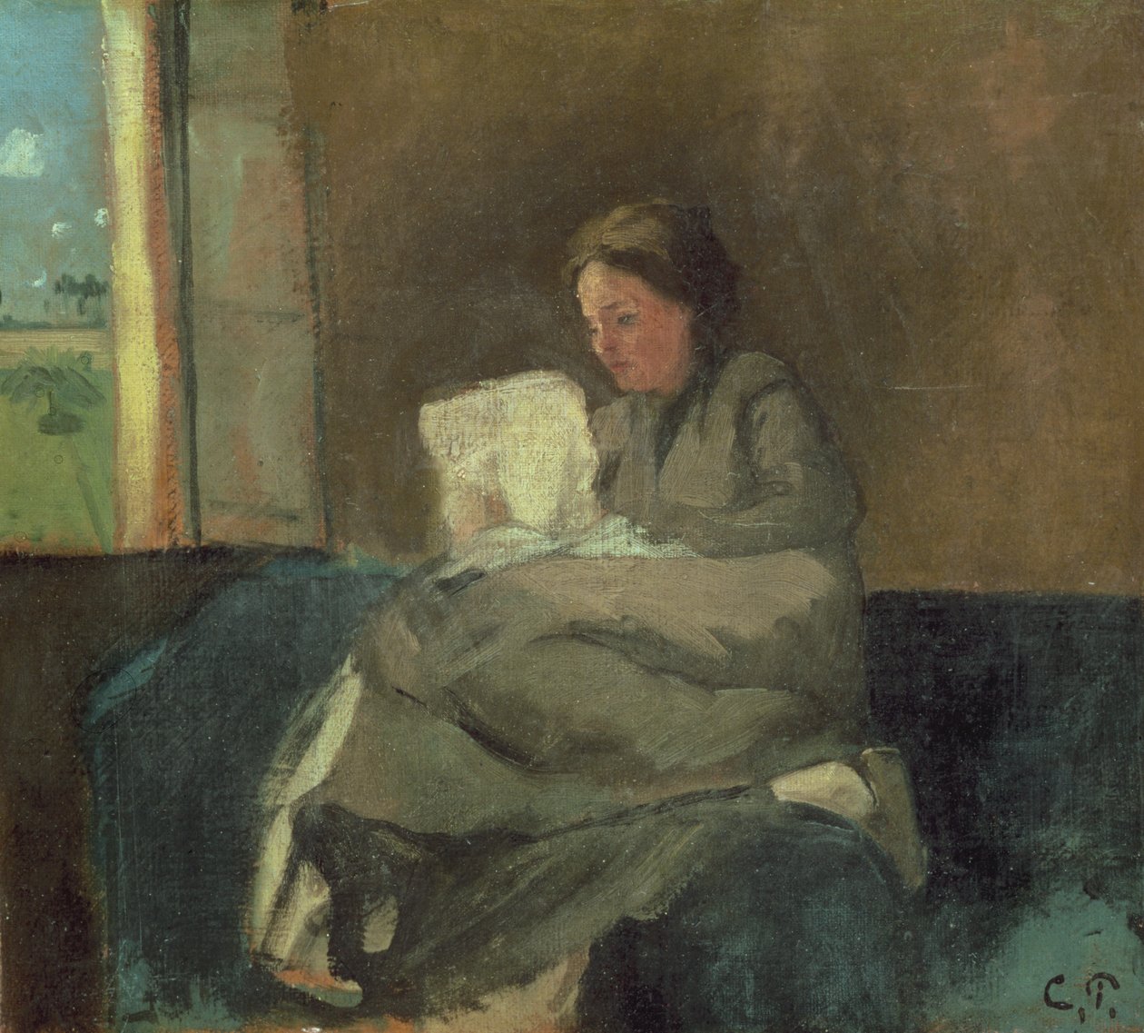 Žena čtení od Camille Jacob Pissarro