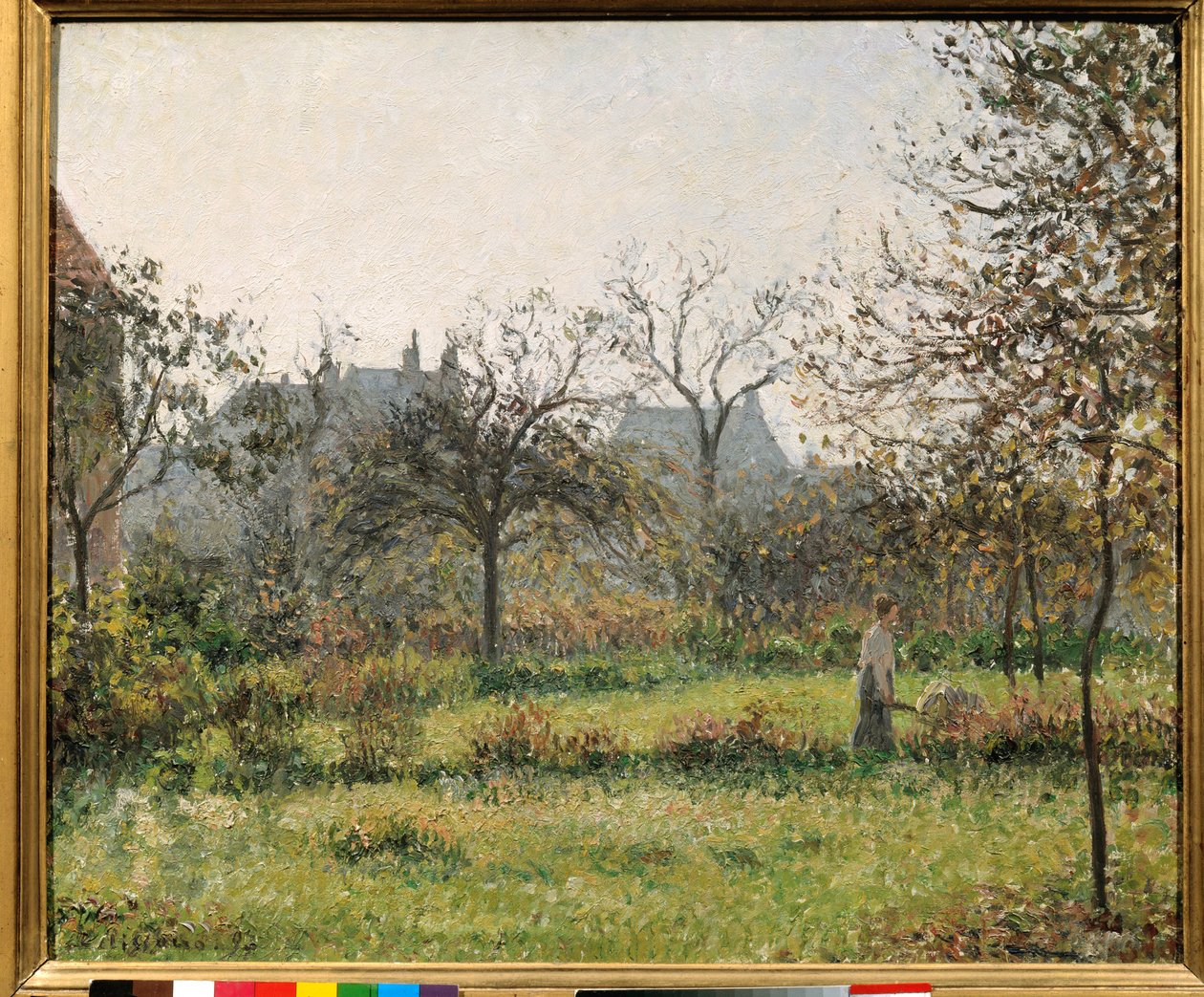 Žena v sadu, podzimní matiné, zahrada Eragny Obraz Camille Pissarro (1830-1903) 1897 Sun. 0,54x0,65 m Paříž, musee d