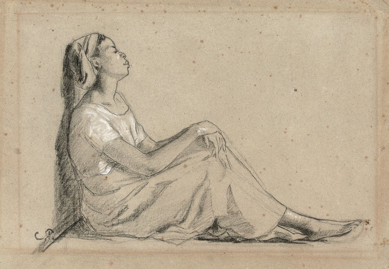 Mladá černoška sedící, 1855-7 od Camille Jacob Pissarro