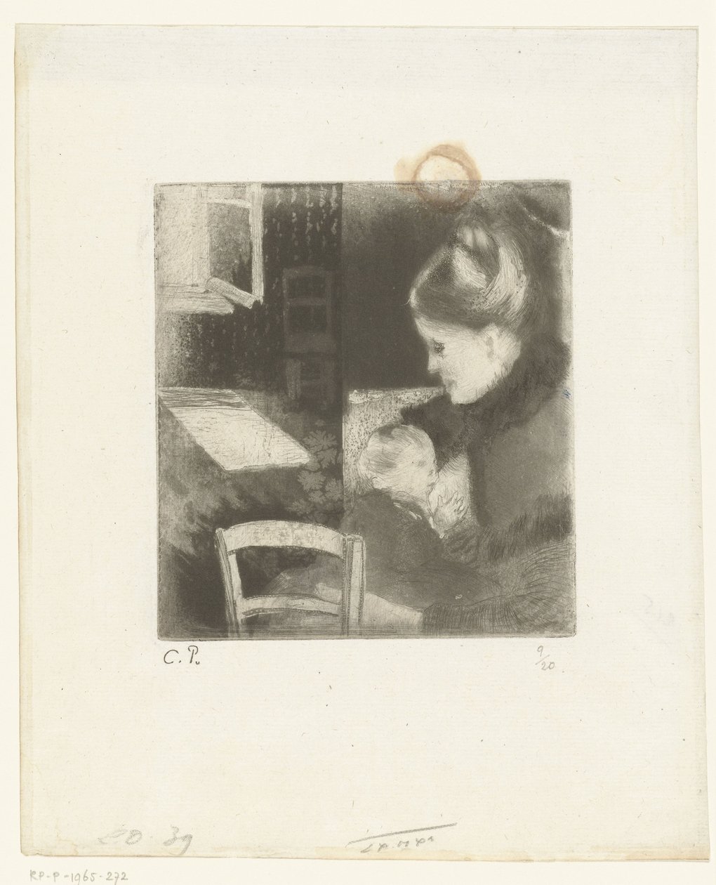 Kojící žena Enfant têtant sa mère od Camille Jacob Pissarro