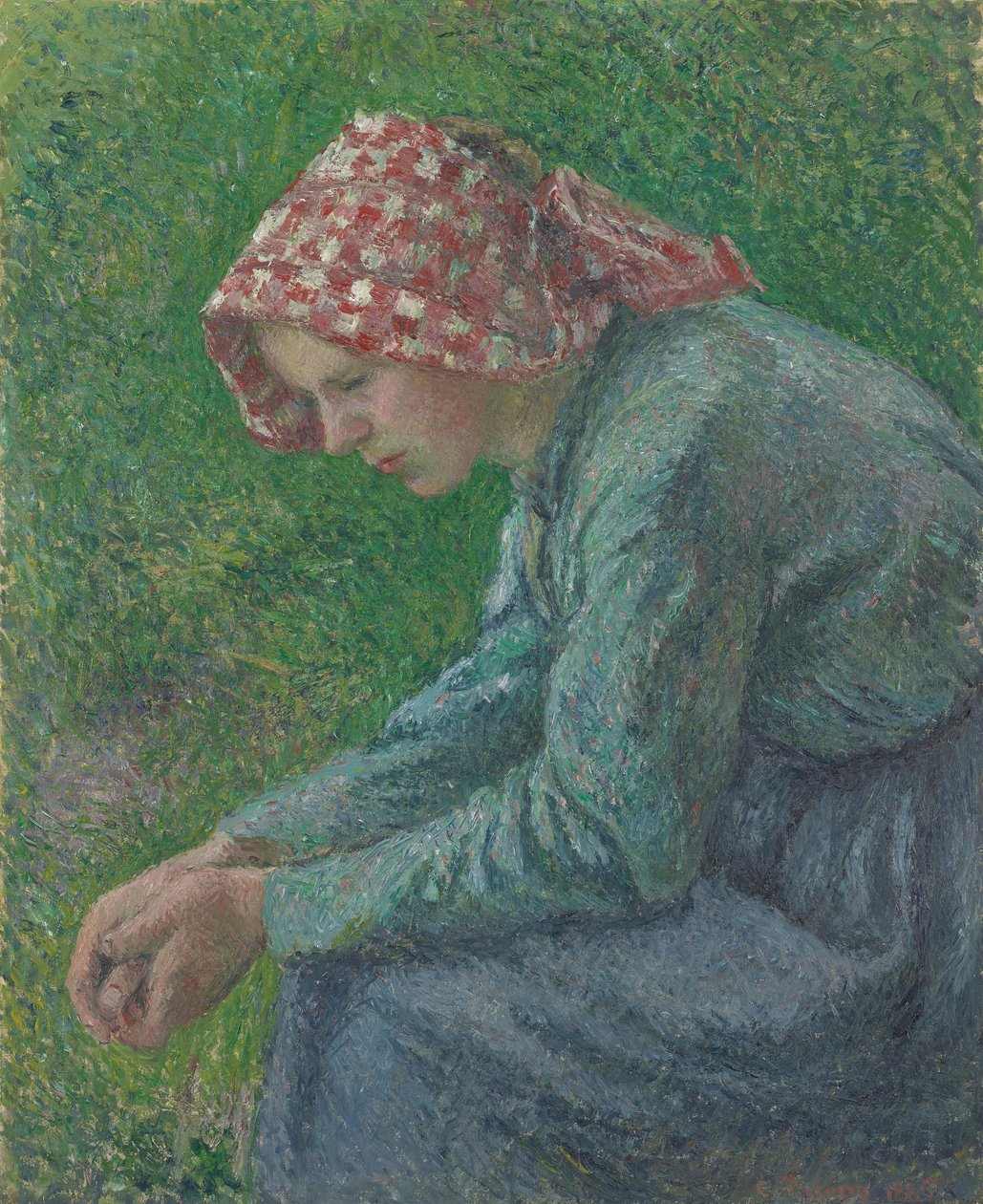 Sedící rolnice od Camille Pissarro