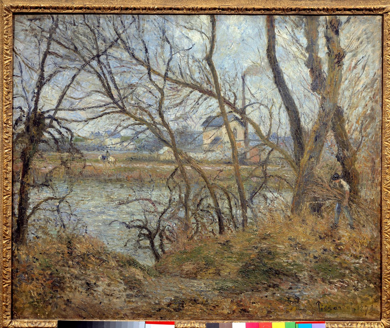 Banks of the Oise, poblíž Pontoise, šedé počasí. Obraz Camille Pissarro (1830-1903) od Camille Jacob Pissarro