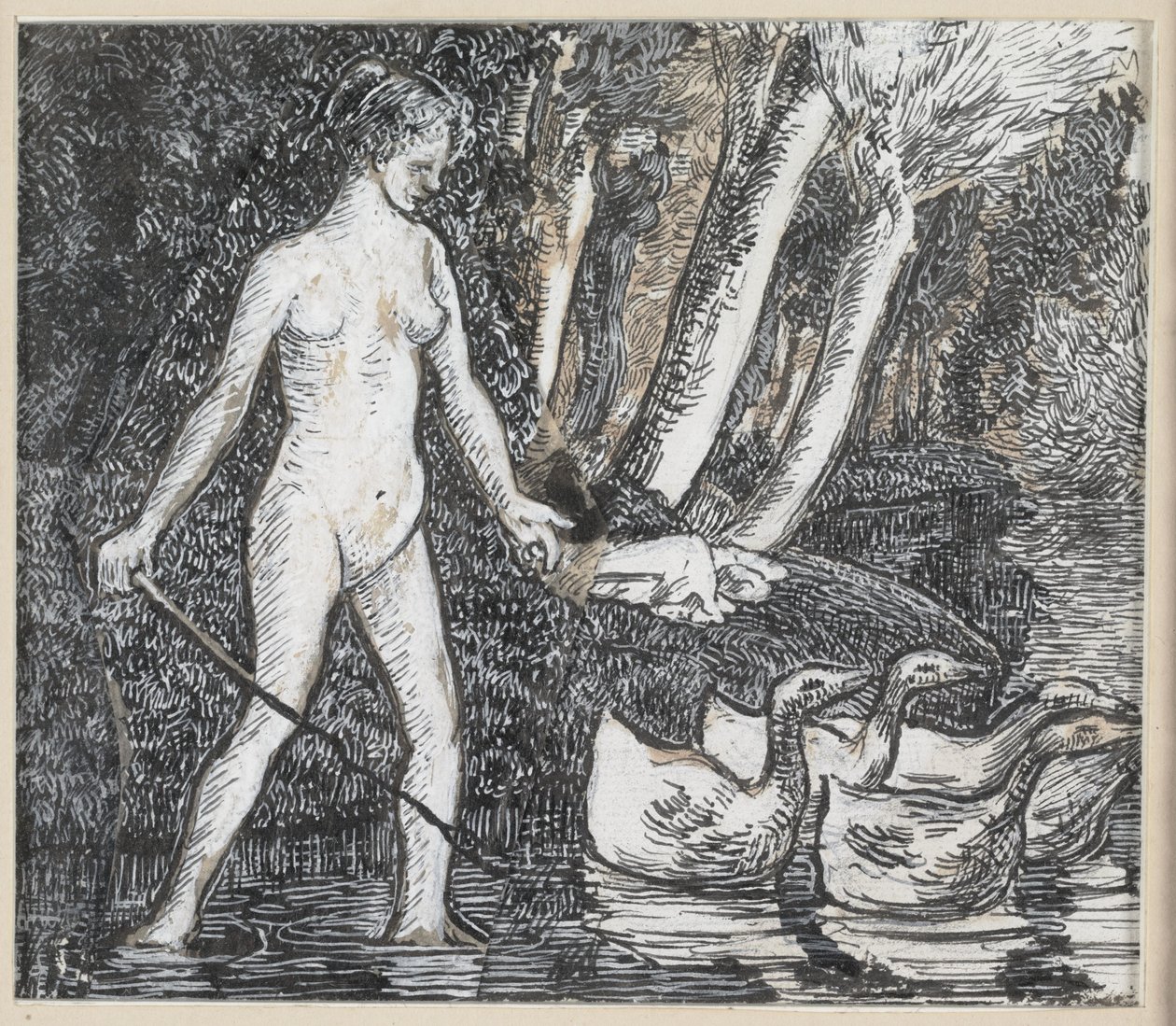 Koupající se s husami, 1895 od Camille Jacob Pissarro