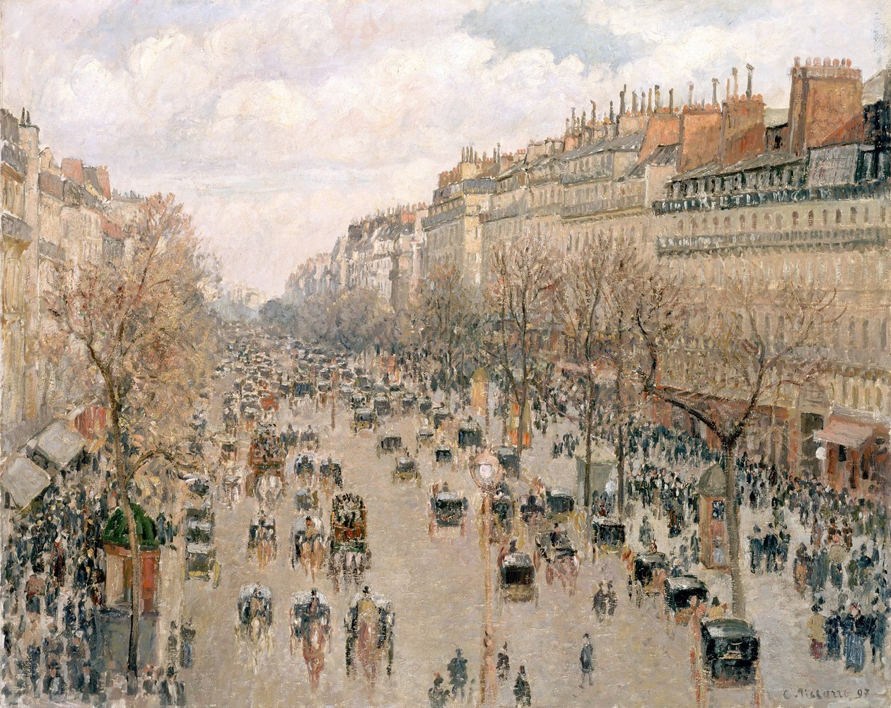 Boulevard Montmartre, odpolední slunce od Camille Jacob Pissarro