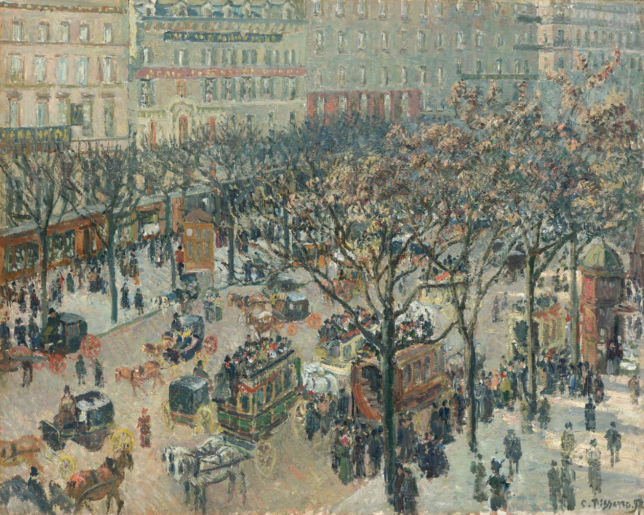 Boulevard des Italiens, ráno, sluneční světlo od Camille Pissarro