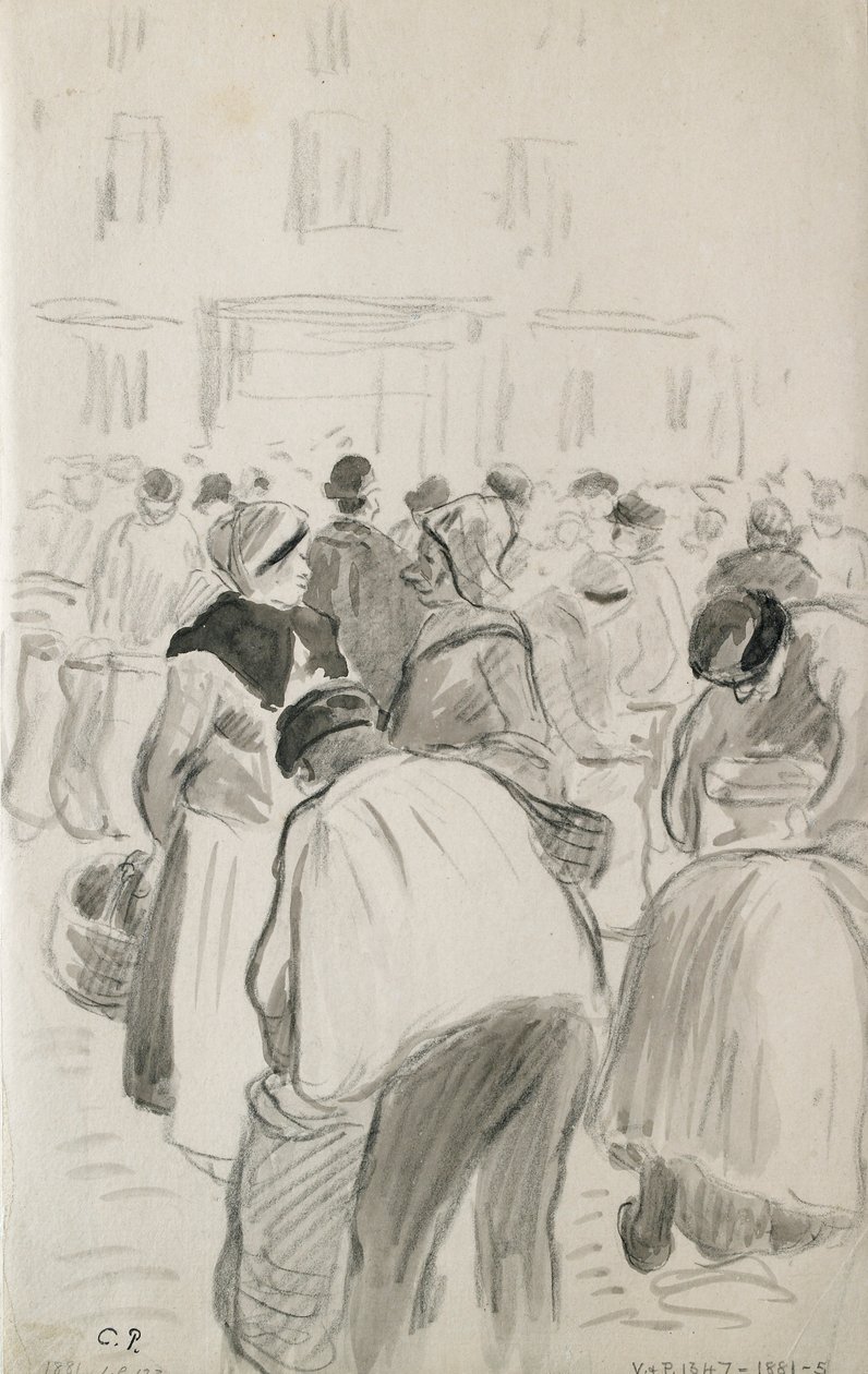 Kompoziční studie trhu v Pontoise, 1881 od Camille Pissarro