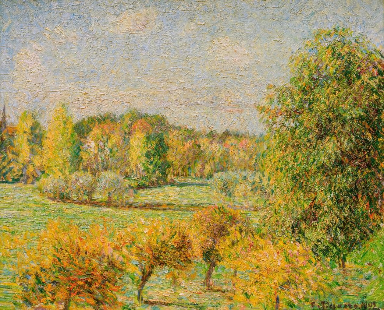 Podzimní efekt, ořech, Eragny od Camille Pissarro