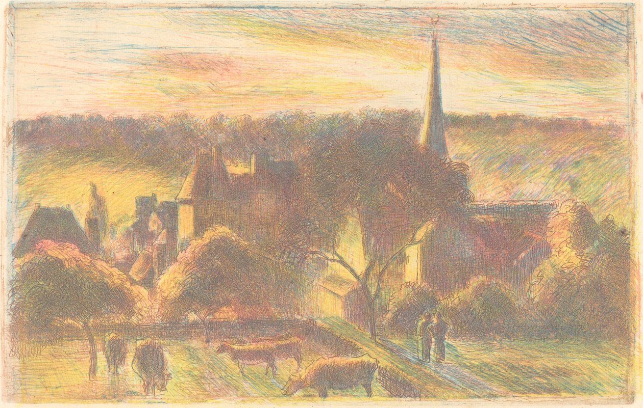 Kostel a farma v Éragny (Církev a farma v Éragny) od Camille Pissarro