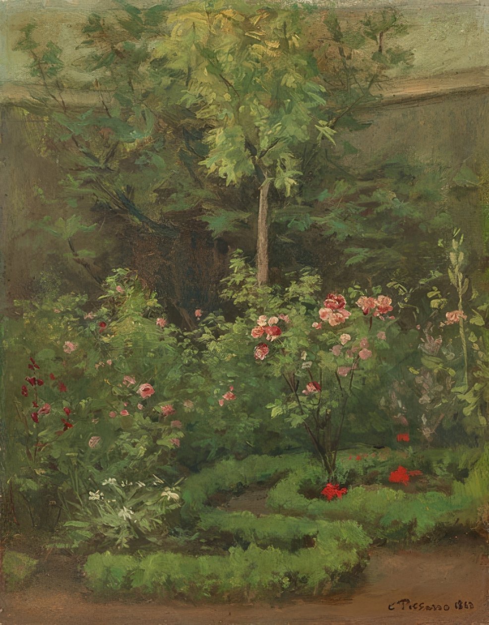 Růžová zahrada. 1862 od Camille Jacob Pissarro
