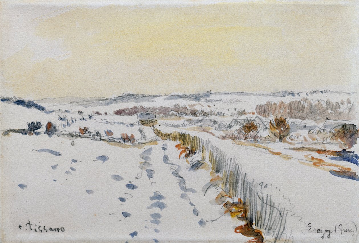 Eragny pod sněhem od Camille Pissarro