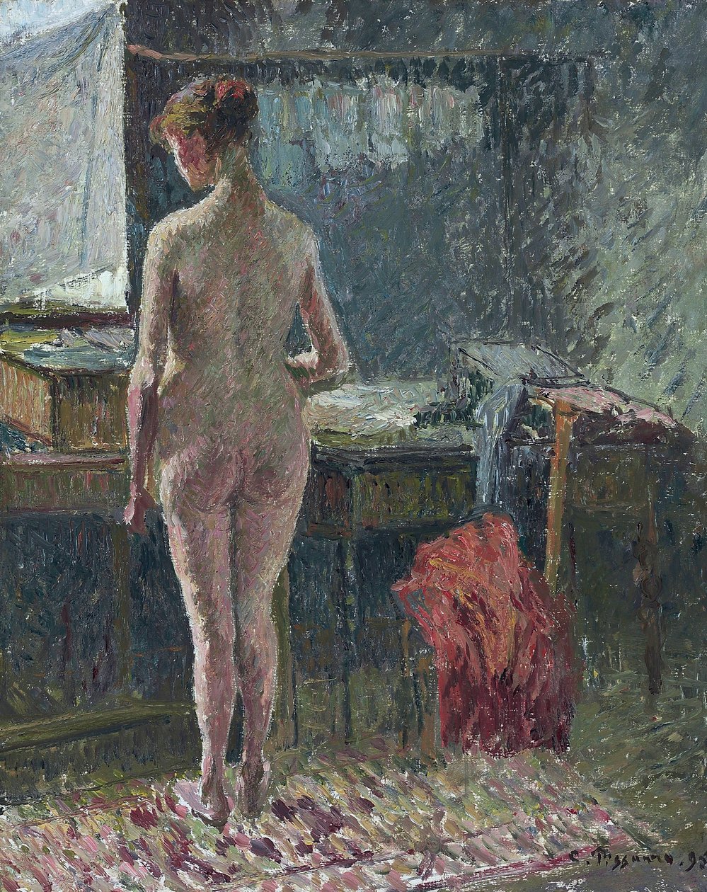 Nahá žena zády k interiéru od Camille Pissarro