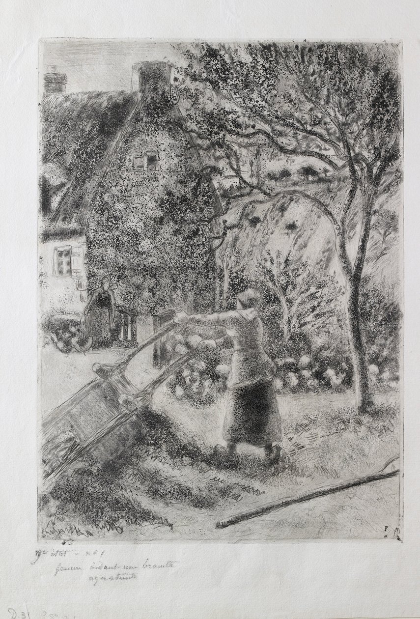 Žena vyprazdňuje trakař, 1880 od Camille Pissarro
