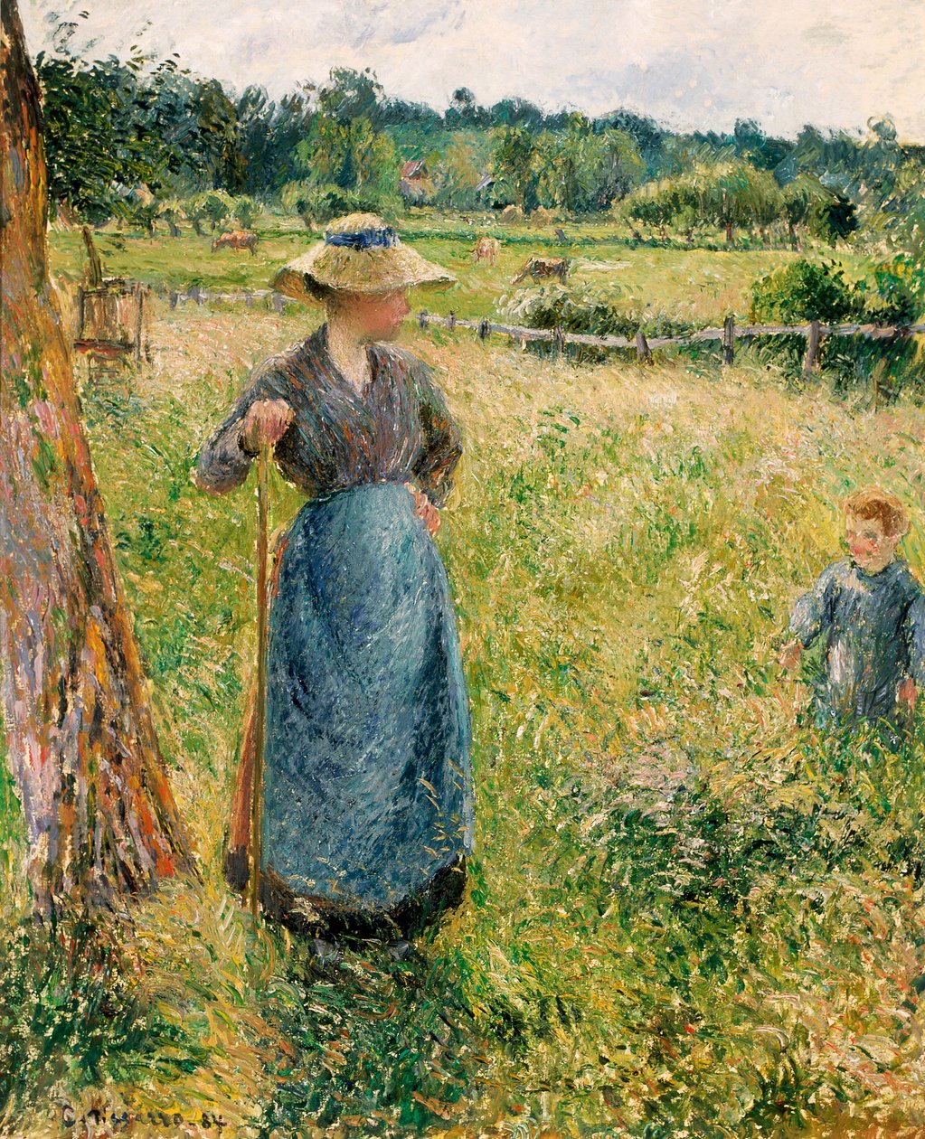 Francouzština:  La Faneuse
Španělsky: Faneuse, španělsky:  La forrajera od Camille Pissarro