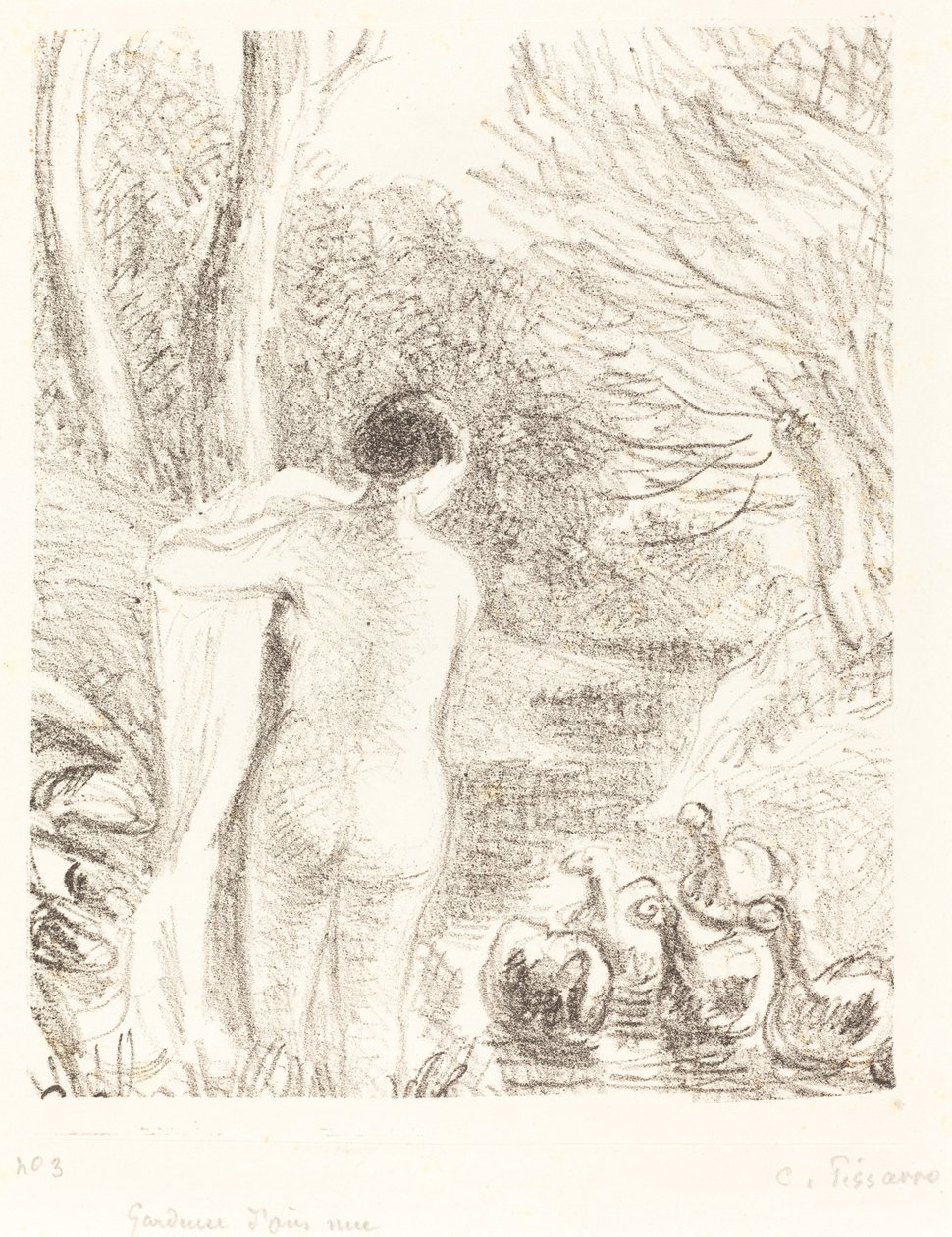 Nahá husí dívka, c. 1897. od Camille Pissarro