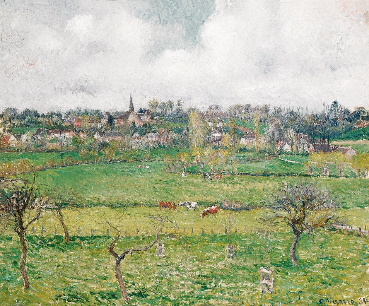 Kotava:  "Wiks va Bazincourt (trutca ke Pissarro)"
Francouzština:  Vue de Bazincourt od Camille Pissarro