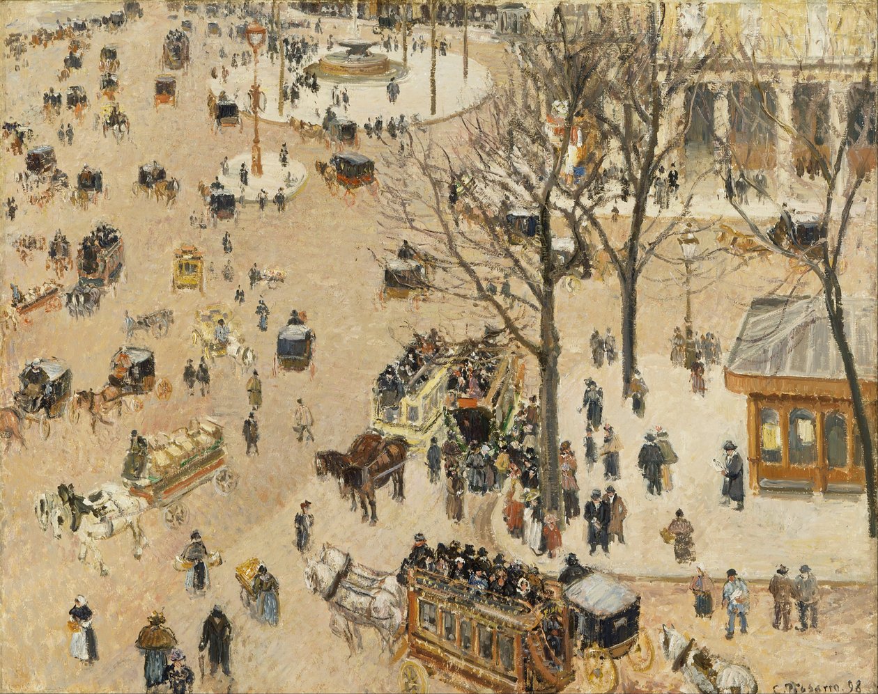 Place due French Theater od Camille Jacob Pissarro