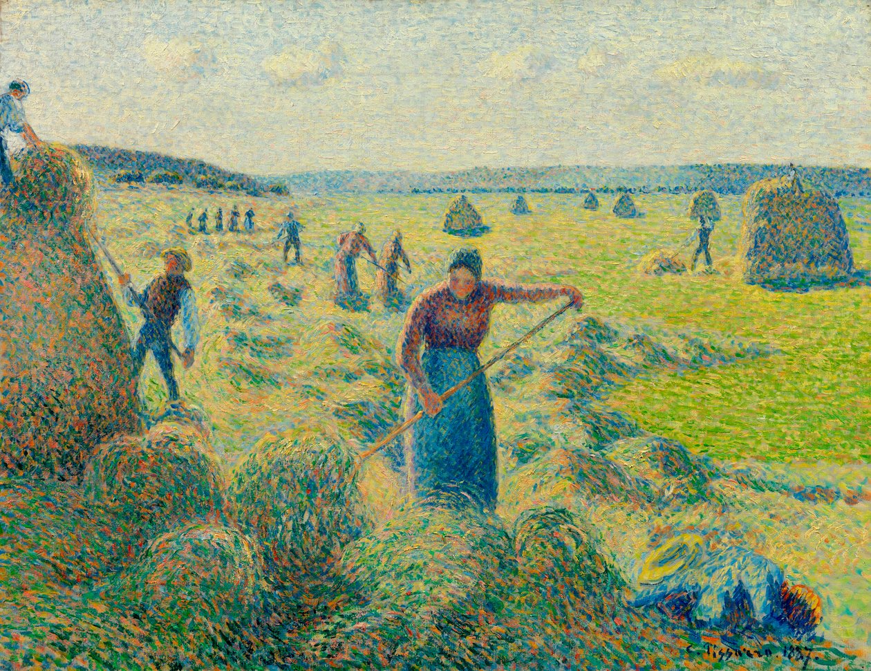 Haymaking, Eragny (Francie) (The haymaking, Eragny) - Malba Camille Pissaro (1830-1903), olej na plátně od Camille Pissarro