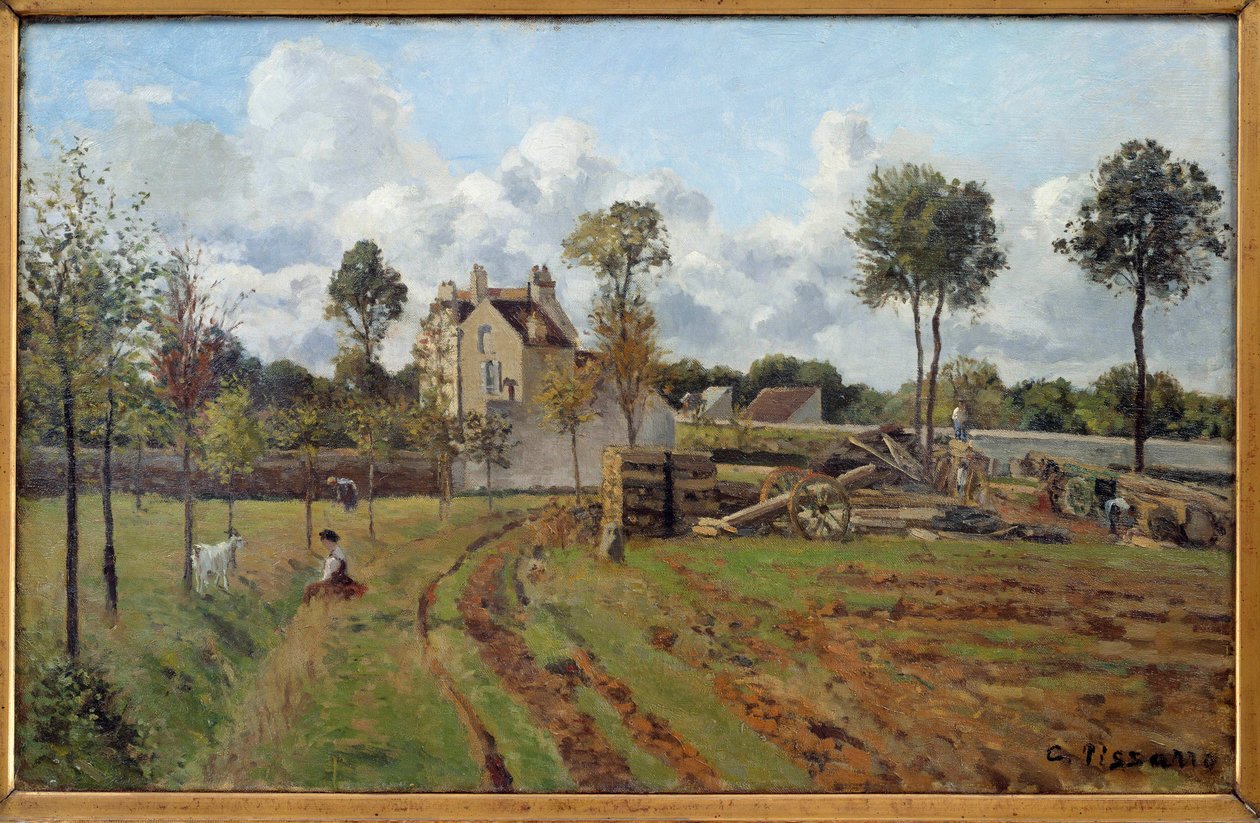 Krajina. Pohled na Louveciennes. Obraz Camille Pissarro (1830-1903) 1872 Ne. 0,51x0,81 m Paříž, muzeum Orsay od Camille Jacob Pissarro