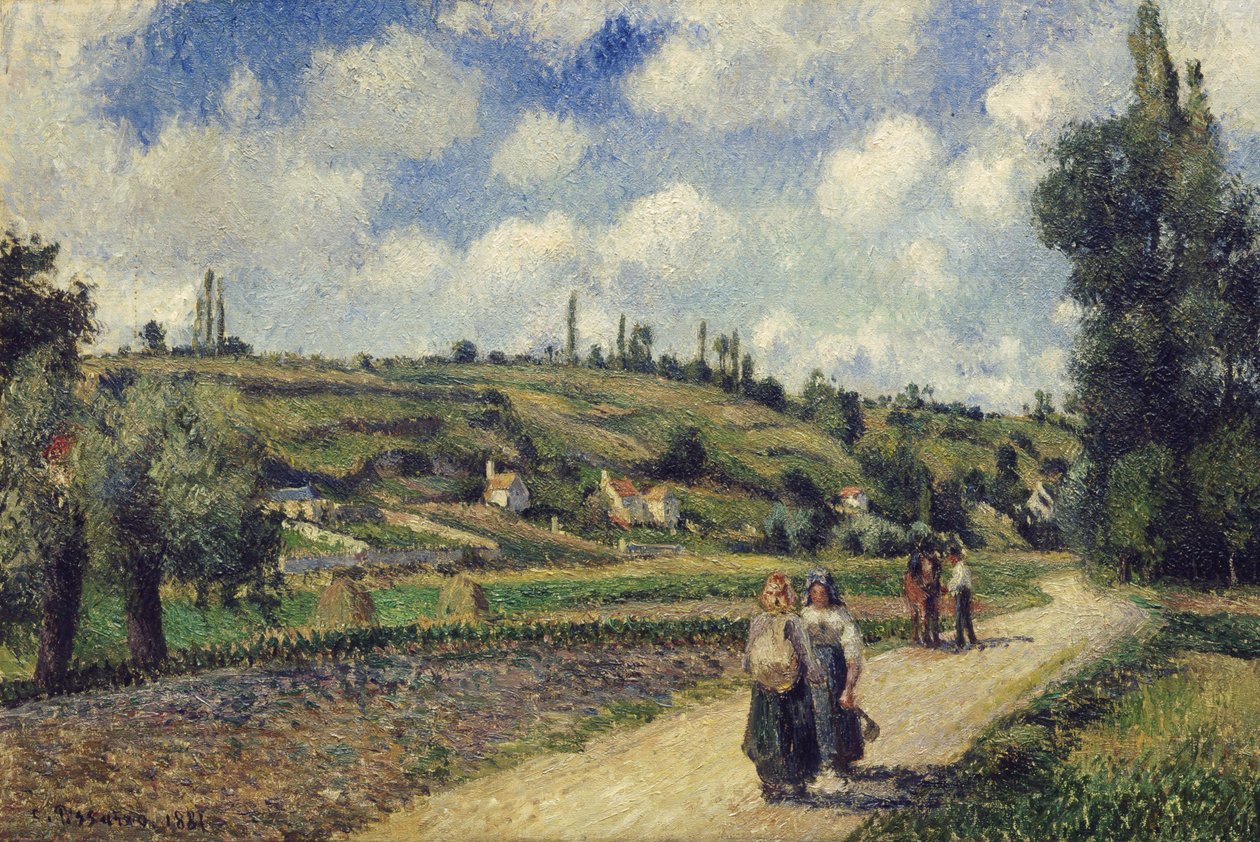 Krajina poblíž Pontoise, Auvers Road, 1881 od Camille Jacob Pissarro