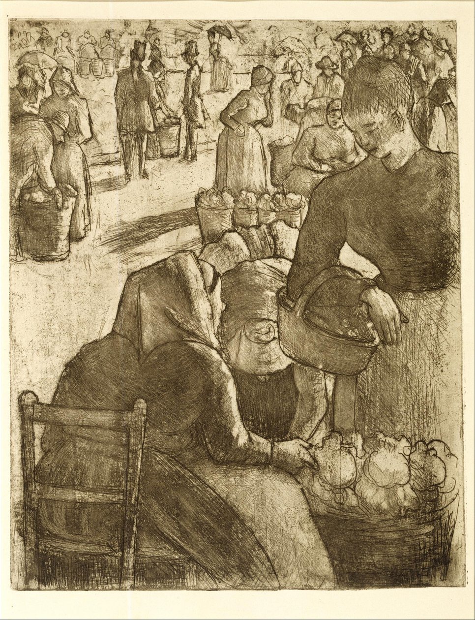 Zeleninový trh v Pontoise od Camille Pissarro
