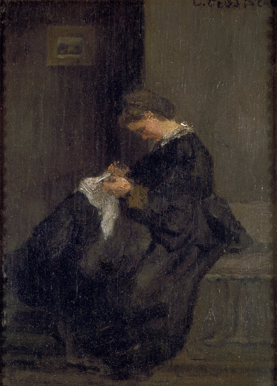 Šití paní Pissarro, c1860 od Camille Pissarro