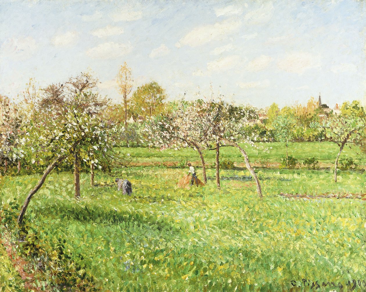 Ráno, Jaro, Šedé Počasí, Eragny; Ráno, jaro, šedé počasí, Eragny, 1900 od Camille Jacob Pissarro